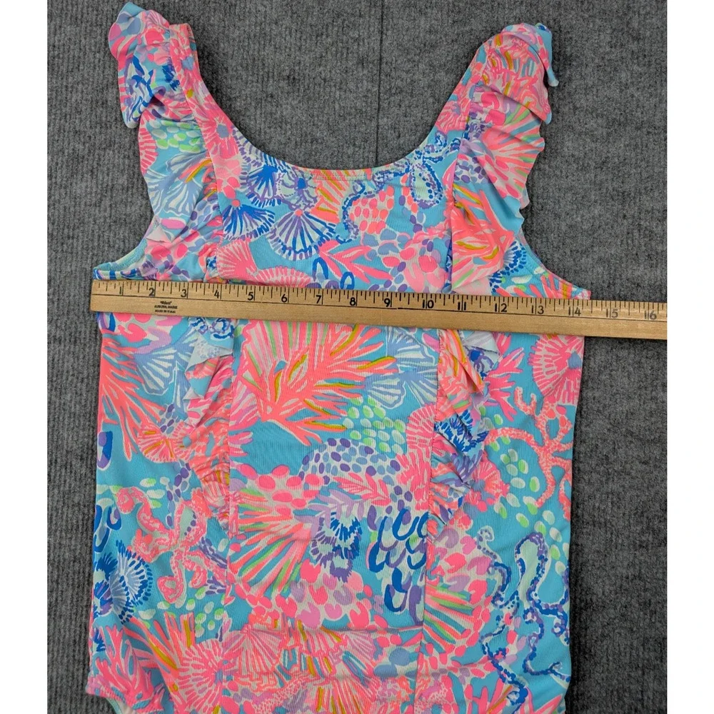 Lilly Pulitzer Lisa One Piece Swimsuit Girls 4 Colorful Coastal Resort UPF 50+